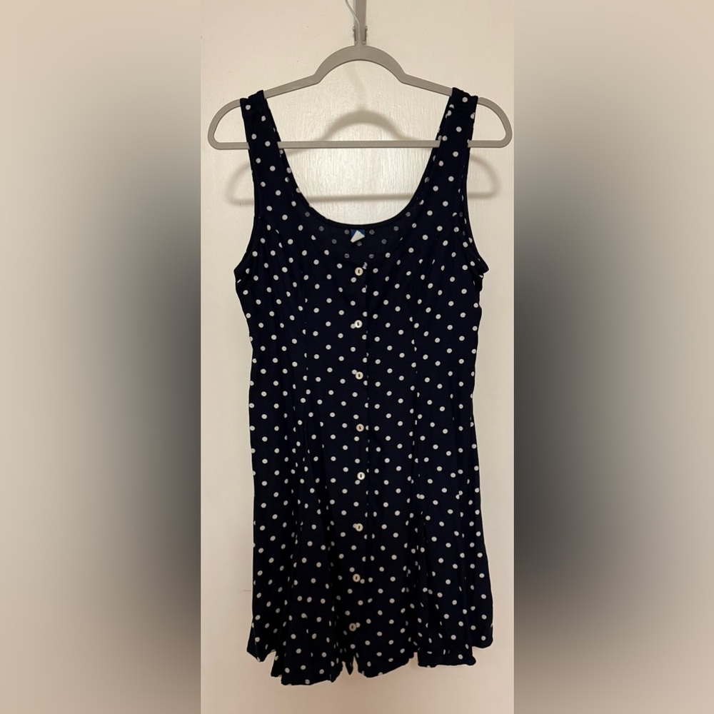 Old Navy Navy Polka Dot Button-Front Dress